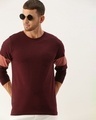 Shop Men's Maroon Color Block Slim Fit T-shirt-Front