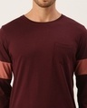 Shop Men's Maroon Color Block Slim Fit T-shirt