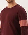Shop Men's Maroon Color Block Slim Fit T-shirt