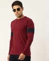 Shop Men's Maroon Colourblocked T-shirt-Design