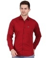 Shop Men's Maroon Cotton Jersey Slim Fit Shirt-Front