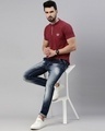 Shop Men's Maroon Cotton T-shirt