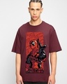 Shop Men's Maroon Deadpool Reloaded Graphic Printed Oversized T-shirt-Front