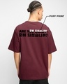 Shop Men's Maroon Game Over Graphic Printed Oversized T-shirt-Full