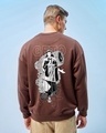 Shop Men's Brown Geto Graphic Printed Oversized Sweatshirt-Front