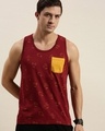 Shop Men's Maroon Graphic Print Tank Top-Front