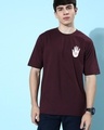 Shop Men's Maroon Graphic Printed Oversized T-shirt-Design
