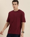 Shop Men's Maroon Graphic Printed Oversized T-shirt