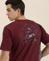 Shop Men's Maroon Graphic Printed Oversized T-shirt-Full