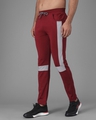 Shop Men's Maroon & Grey Color Block Relaxed Fit Track Pants-Full