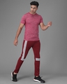Shop Men's Maroon & Grey Color Block Relaxed Fit Track Pants