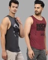 Shop Pack of 2 Men's Maroon & Grey Printed Slim Fit T-shirts-Design