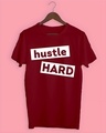 Shop Men's Maroon Hustle Hard Typography T-shirt-Design