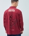 Shop Men's Maroon Iron Man Graphic Printed Oversized Shirt-Front