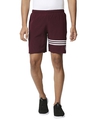 Shop Men's Maroon Knee Striped Casual Shorts-Front