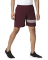 Shop Men's Maroon Knee Striped Casual Shorts-Full