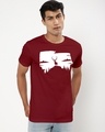 Shop Men's Maroon Mountain Deer Graphic Printed T-shirt-Front