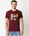 Shop Men's Maroon Naruto & Sasuke Graphic Printed Cotton T-shirt-Front