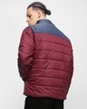 Shop Men's Maroon & Blue Color Block Oversized Puffer Jacket-Design