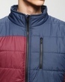 Shop Men's Maroon & Blue Color Block Oversized Puffer Jacket