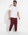 Shop Men's Maroon Oversized Plus Size Cargo Trousers-Design
