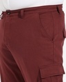 Shop Men's Maroon Oversized Plus Size Cargo Trousers-Full