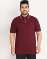 Shop Men's Maroon Plus Size Polo T-shirt-Front