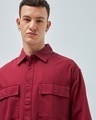 Shop Men's Maroon Oversized Shirt-Front