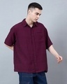 Shop Men's Maroon Oversized Shirt-Design