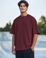 Shop Men's Maroon Oversized T-shirt-Front
