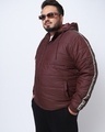 Shop Men's Maroon Plus Size Typography Puffer Jacket-Front