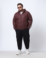 Shop Men's Maroon Plus Size Typography Puffer Jacket-Full