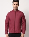 Shop Men's Maroon Puffer Jacket-Front