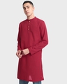 Shop Men's Maroon Relaxed Fit Long Kurta-Front