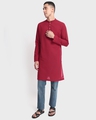 Shop Men's Maroon Relaxed Fit Long Kurta-Full