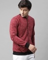 Shop Men's Maroon Self Design Jacket-Design