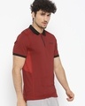 Shop Men's Maroon Self Design Polo T-shirt-Design