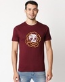 Shop Men's Maroon Skull Flower Printed T-shirt-Front