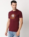 Shop Men's Maroon Skull Flower Printed T-shirt-Full