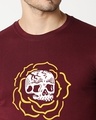 Shop Men's Maroon Skull Flower Printed T-shirt