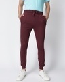 Shop Men's Maroon Slim Fit Trackpant-Front