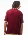 Shop Men's Maroon Textured Oversized T-shirt-Full