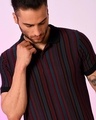 Shop Men's Maroon Striped Polo T-shirt