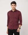 Shop Men's Maroon Striped Slim Fit Shirt-Front