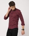 Shop Men's Maroon Striped Slim Fit Shirt-Design