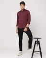 Shop Men's Maroon Striped Slim Fit Shirt