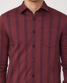 Shop Men's Maroon Striped Slim Fit Shirt