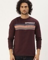 Shop Men's Maroon Striped T-shirt