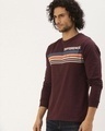 Shop Men's Maroon Striped T-shirt