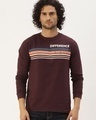 Shop Men's Maroon Striped T-shirt-Front